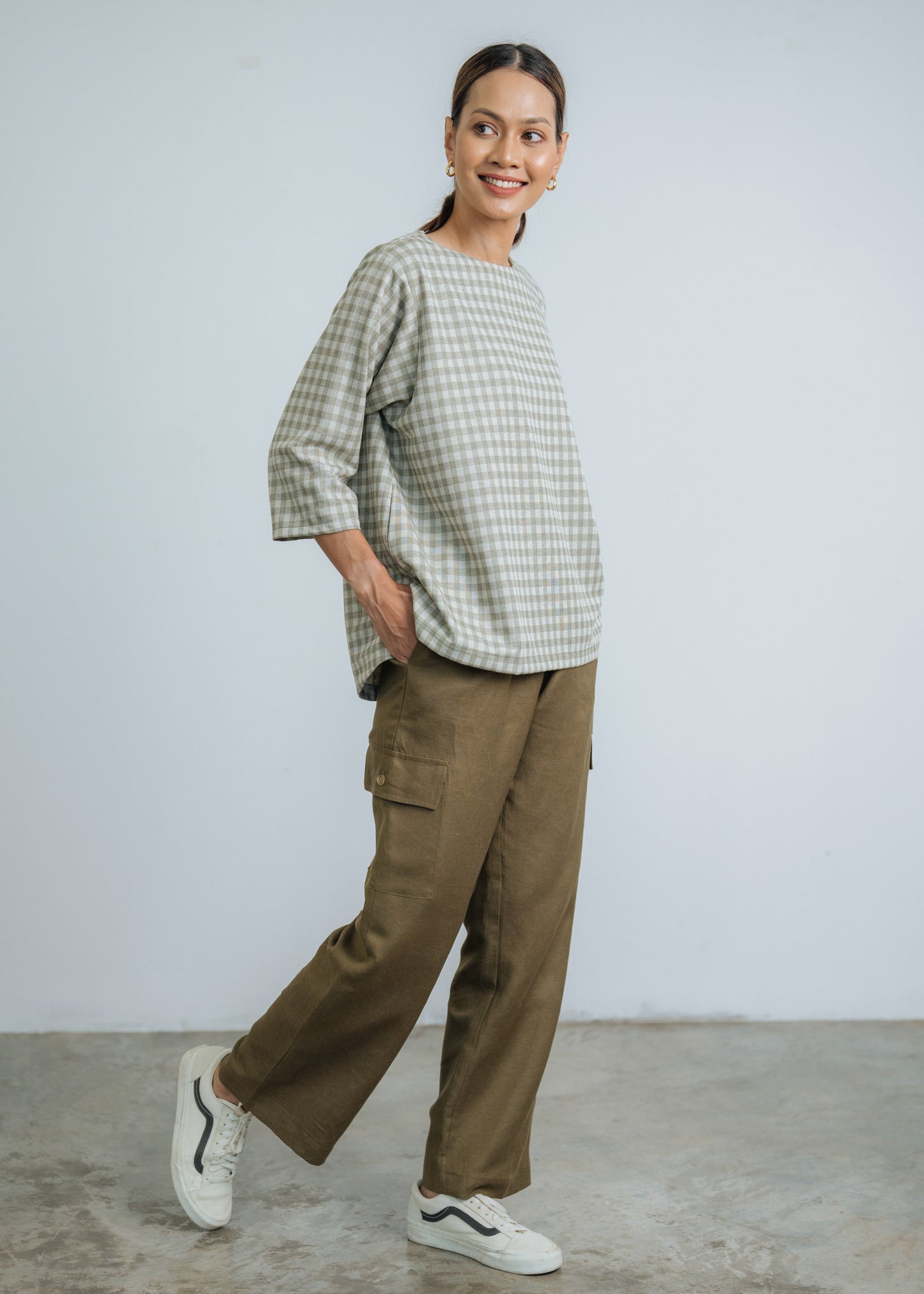 Go Getter Checkered Ironless Shirt - Green