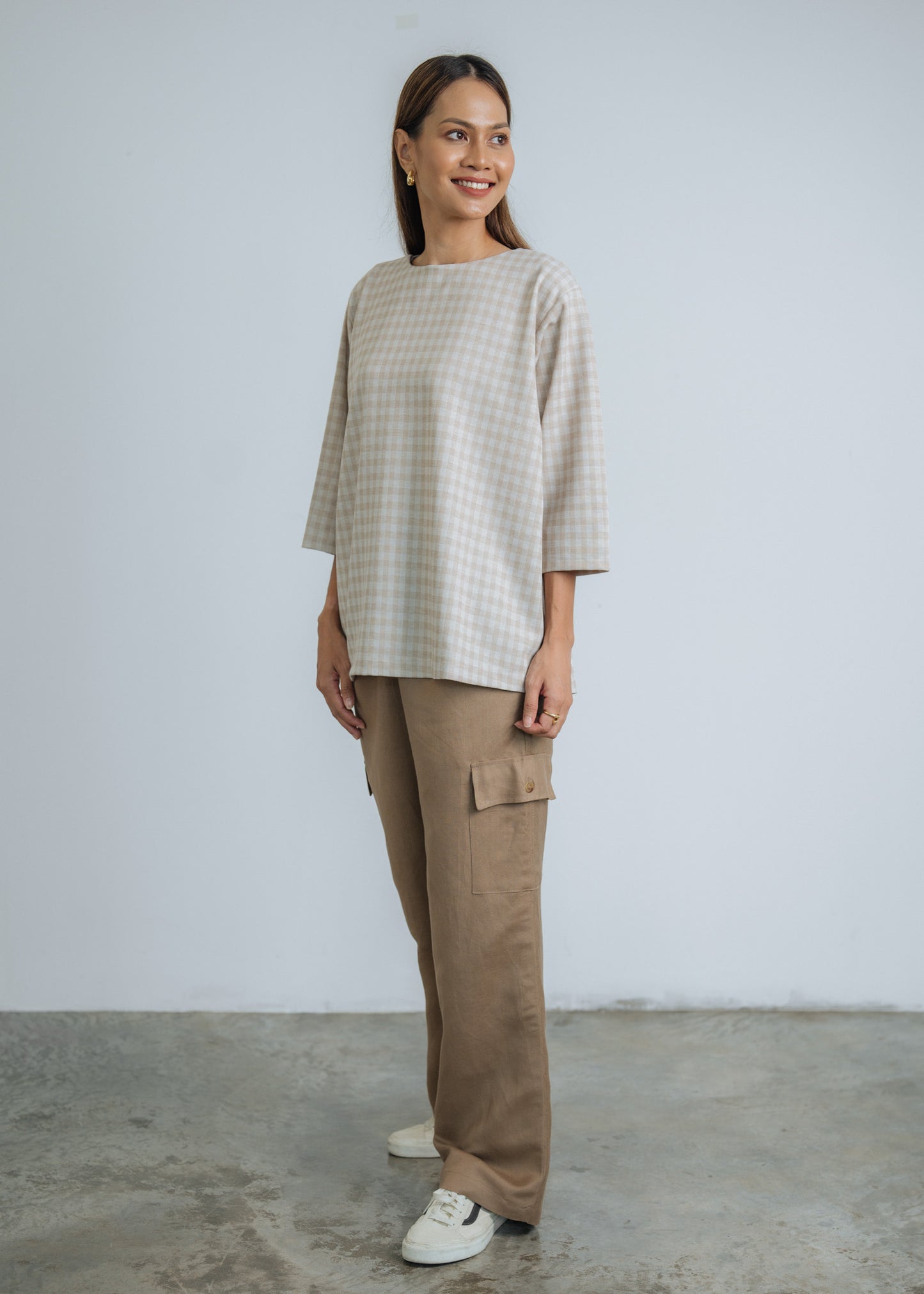 Go Getter Checkered Ironless Shirt - Brown