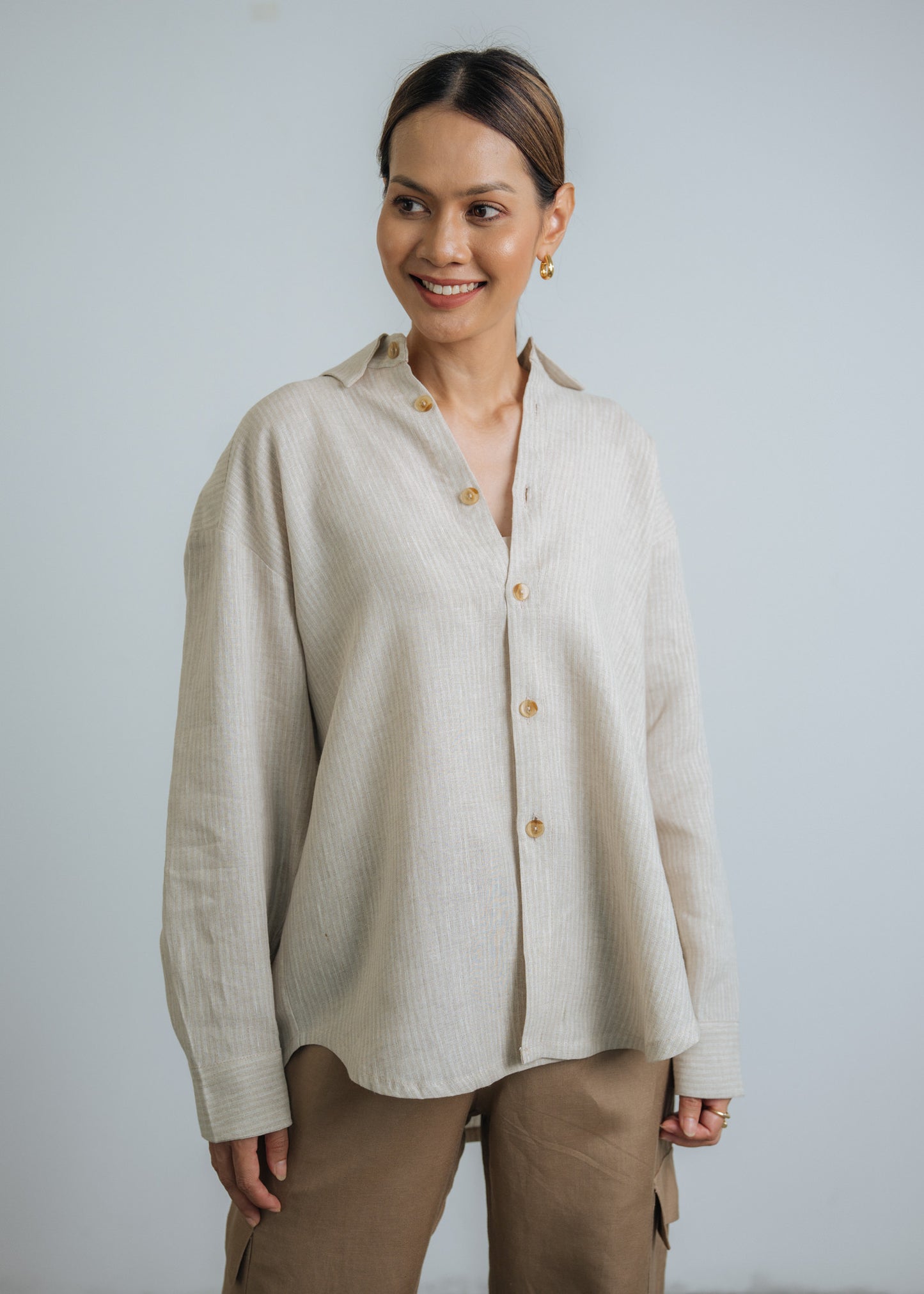 Go Getter Linen Shirt - Stripe Linen