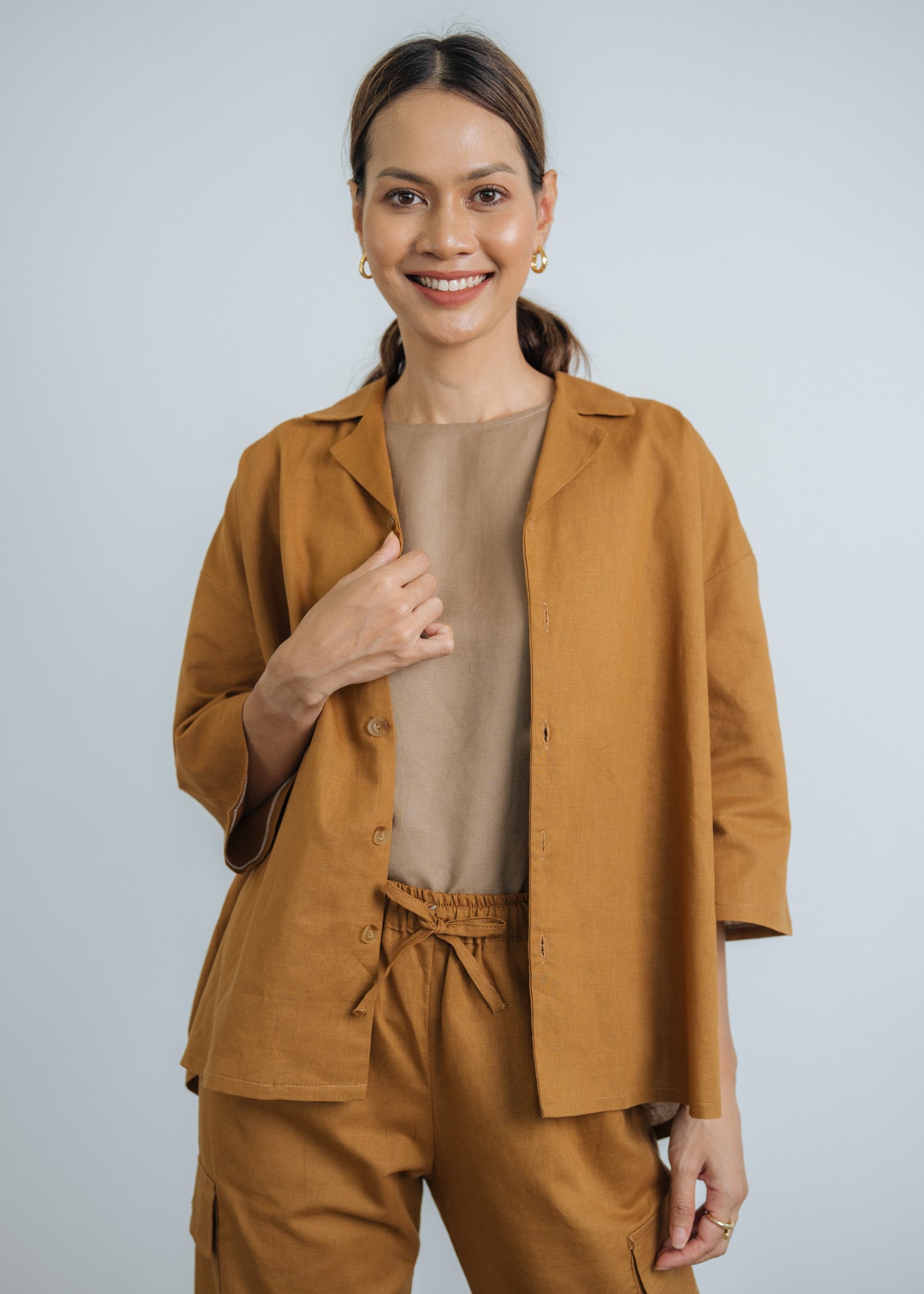 Go Getter Open Collar Shirt - Mustard
