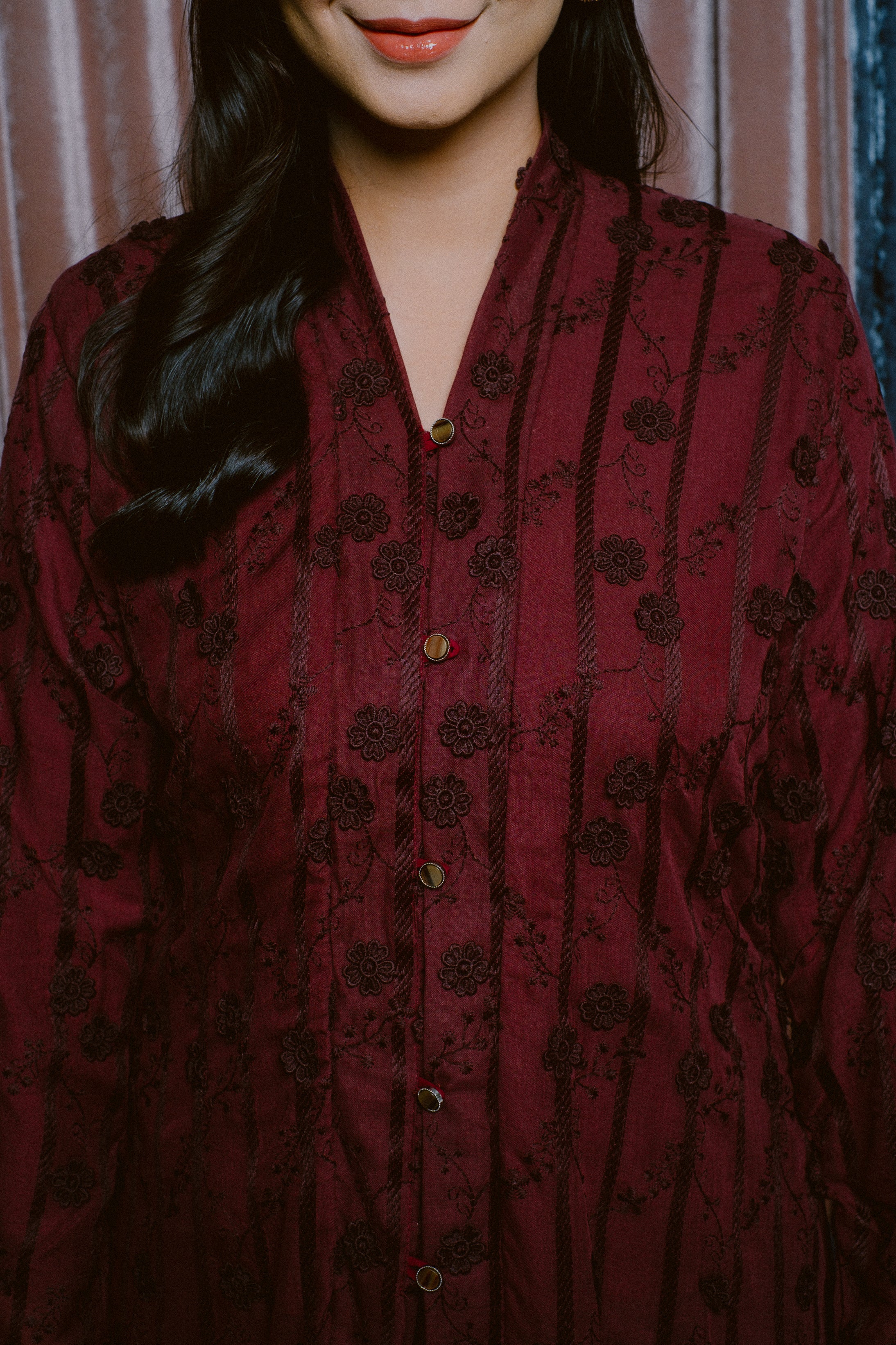 Lembayung Kebaya Labuh TOP - Maroon