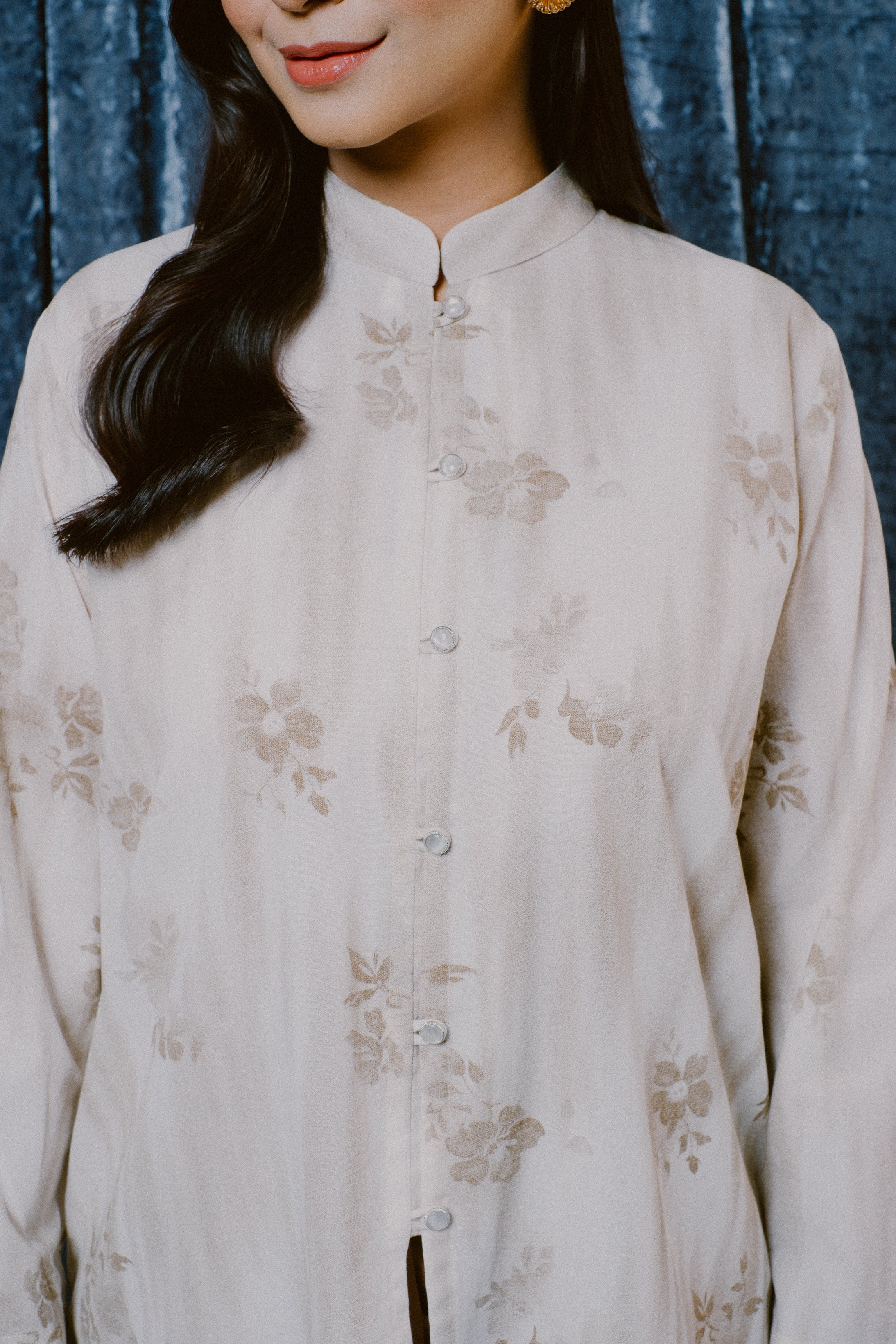 Lembayung Kurung Cekak Musang TOP - Printed Brown