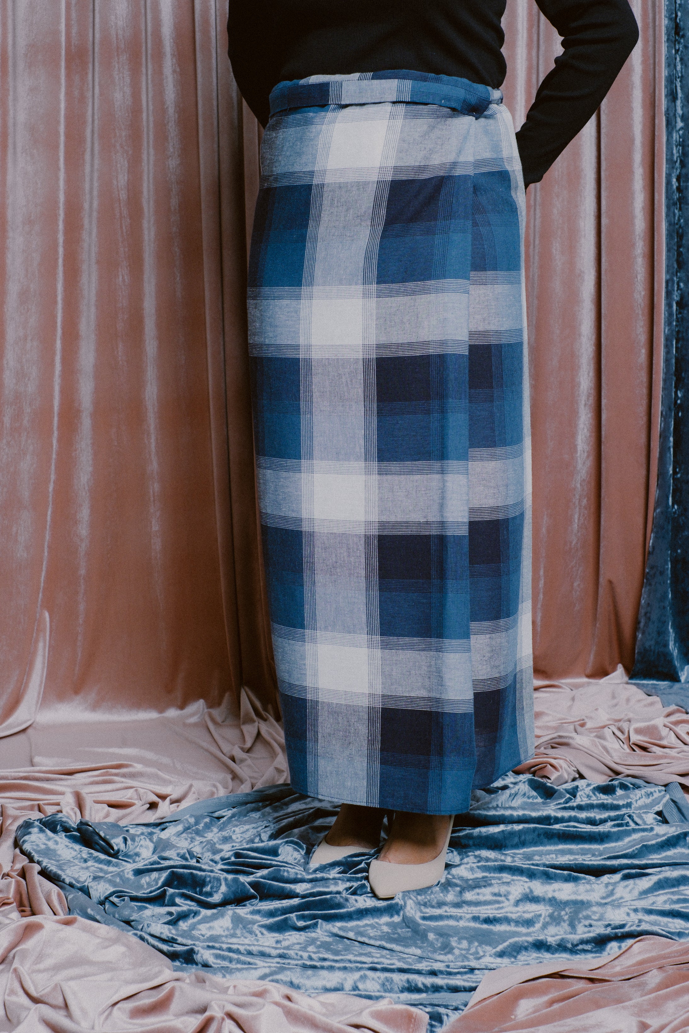 Lembayung Plaid Kain Ikat - Plaid Blue