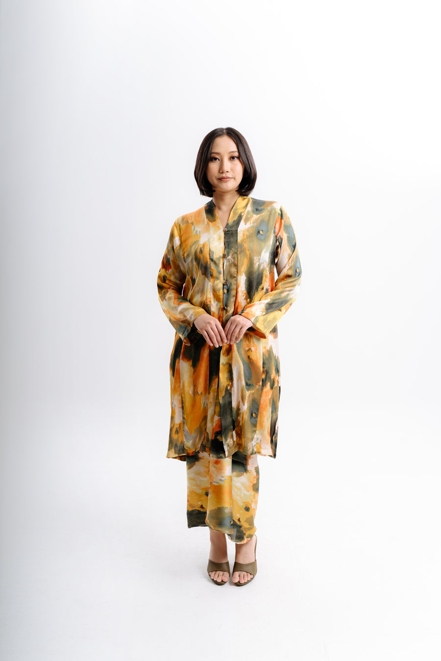 Lembayung Kebarung Set - Printed Lime Yellow